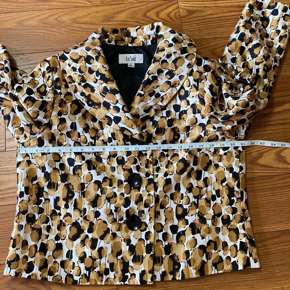 Le Suit women’s animal print jacket / blazer  cropped shawl lapel size 14 🌹 - Picture 6 of 10